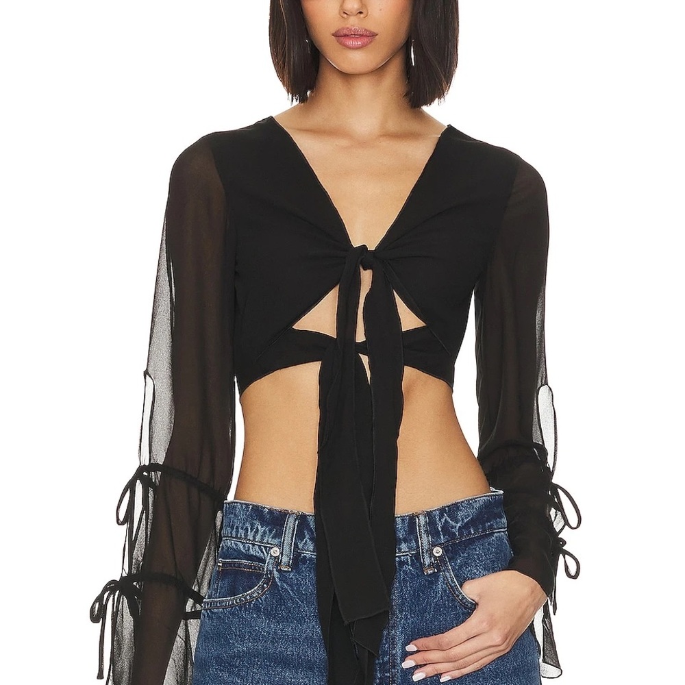 Camila Coelho Black Top (Front Tie)